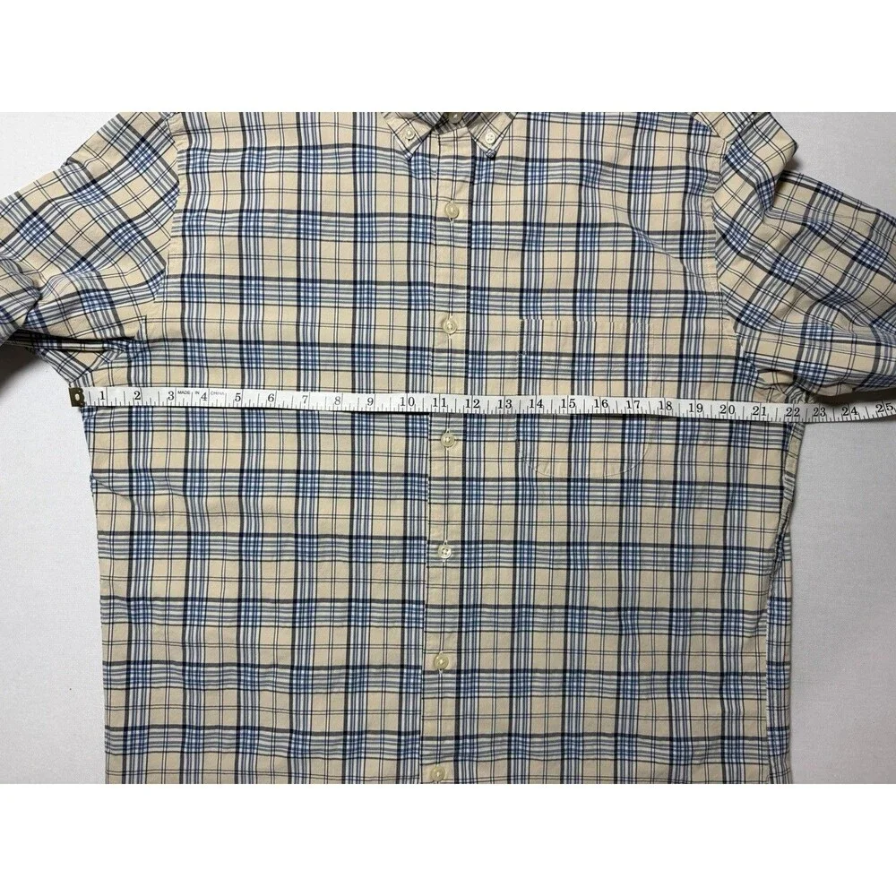 J.CREW Shirt Men’s Long Sleeve Beige Plaid Button Down Cotton Shirt Size Large